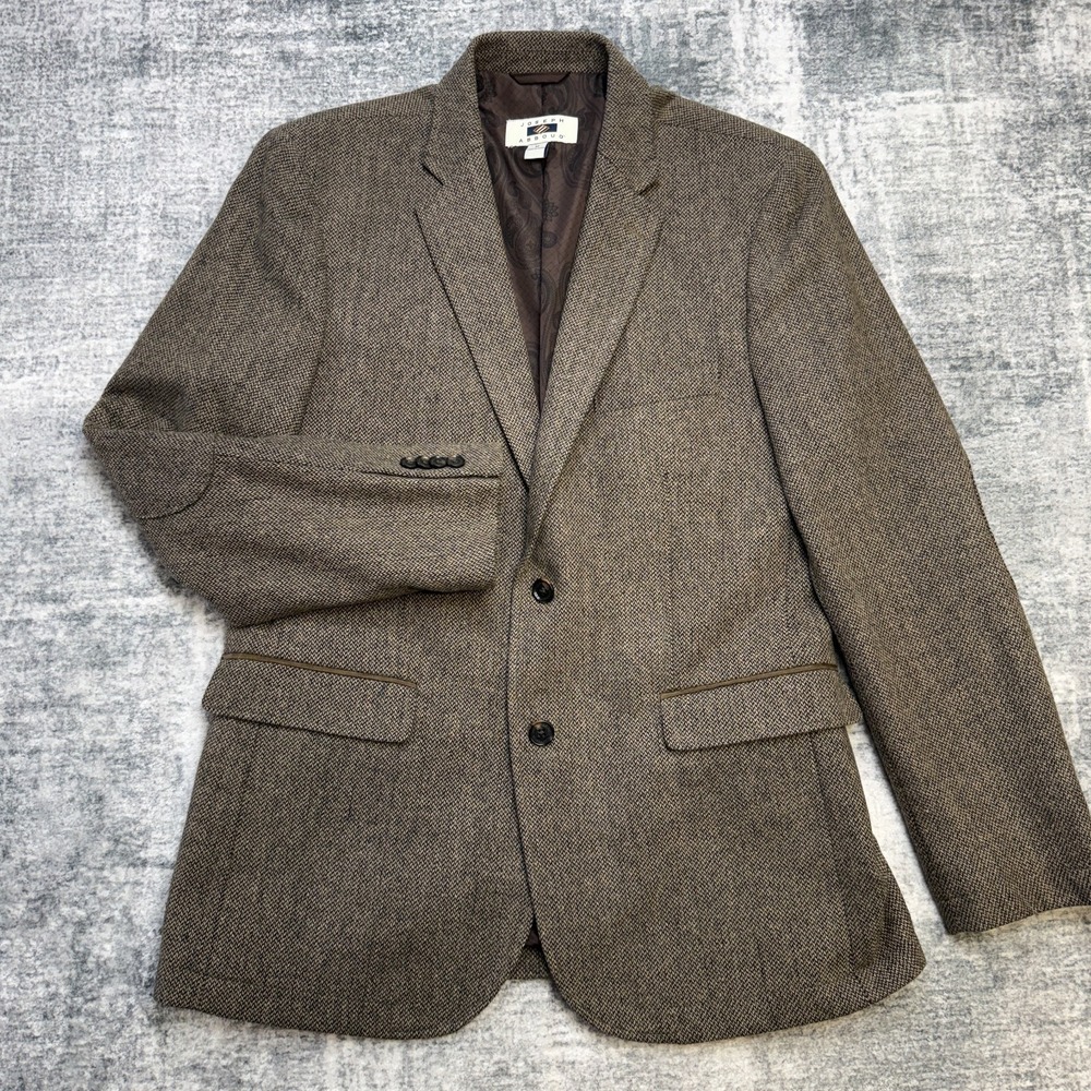 Joseph Abboud Blazer Jacket Mens Medium Brown Tweed Wool Sport Coat Unstructured
